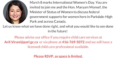 Town Hall with the Hon. Maryam Monsef, Minister of Women and Gender Equality primary image