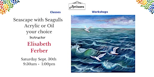 Imagen principal de Seascape with Gulls in Oil or Acrylic 11x14