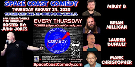 Primaire afbeelding van AUG 24th, The Space Coast Comedy Showcase at The Blind Lion Comedy Club