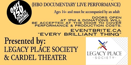 Image principale de "EVERY BRILLIANT THING" Presented by LEGACY PLACE SOCIETY