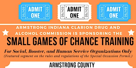 SMALL GAMES OF CHANCE - Social, Booster, Human Service ONLY- Armstrong County primary image