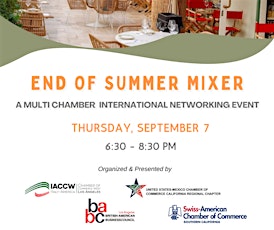 Primaire afbeelding van End of Summer Mixer - a Multi-Chamber International Networking Event