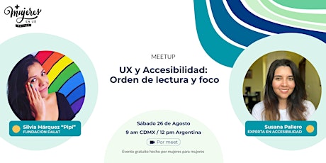 Image principale de +Mujeres en UX México Meetup Virtual  Agosto 2023