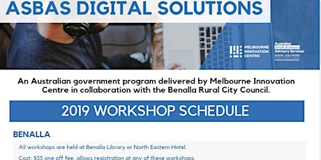 ASBAS - ALL BENALLA EVENTS for DIGITAL SOLUTIONS SERIES 2019 - 10 workshops for $55 primary image