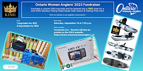Immagine principale di Ontario Women Anglers - 2023 Kayak Fishing Fundraiser 