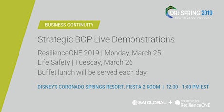SAI Global + Strategic BCP Lunchtime Demos at DRJ Spring 2019 primary image
