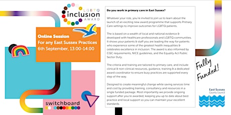 Online Launch Event LGBTQ Inclusion Award for Primary Care: East Sussex primary image