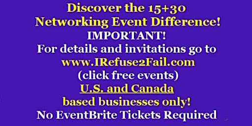 Primaire afbeelding van Free 15+30  Business Networking Events