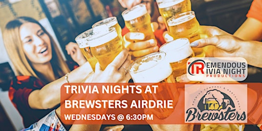 Imagem principal do evento Airdrie Alberta Brewsters Pub Wednesday Night Trivia!