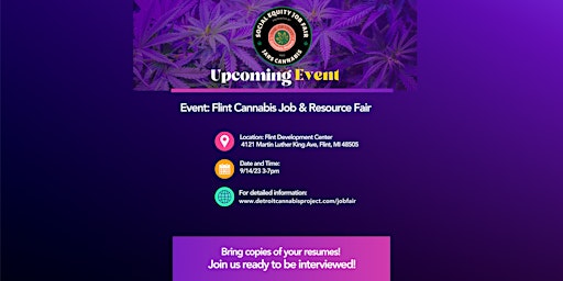 Detroit Cannabis Project Job and Resource Fair VENDOR Sign up- Flint Fair primary image