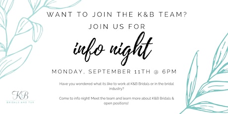 K&B Bridals Info Night primary image
