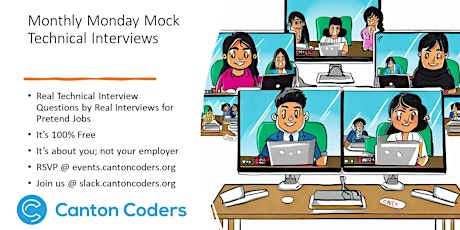 Announcing Monthly Monday Night Mock Technical Interviews at Canton Coders! primary image