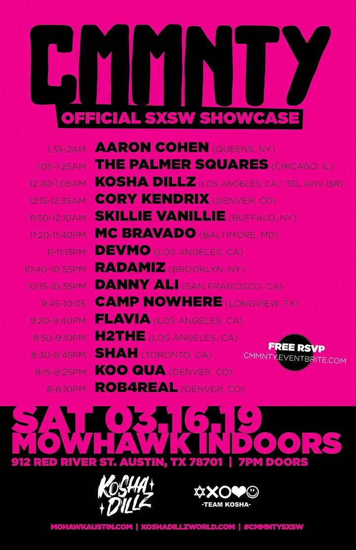 
		CMMNTY SXSW official showcase  @ Mohawk (indoors) w/ Palmer Squares + more image
