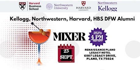 Image principale de Northwestern and  Harvard Fall Mixer for DFW Alumni