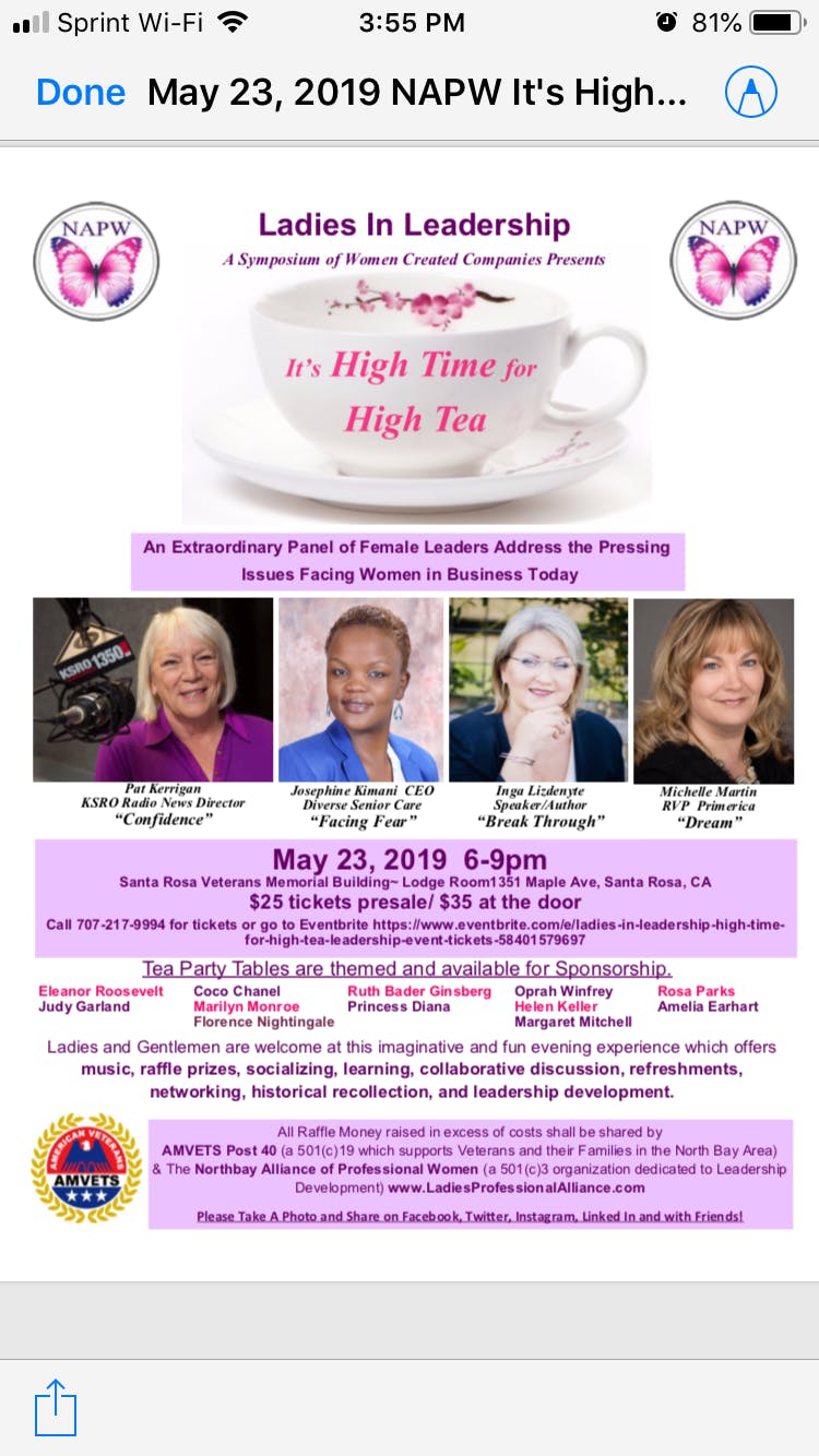 Ladies in Leadership~ High Time for High Tea Leadership Event
