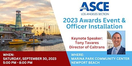 Hauptbild für ASCE Los Angeles Section 2023 Awards & Officer Installation