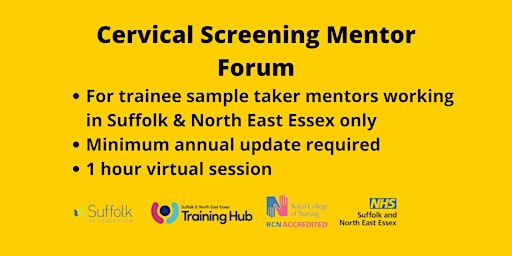 Imagem principal do evento Cervical Screening Mentor Forum: Suffolk & North East Essex Mentors only