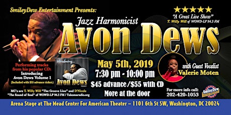 SmileyDew Entertainment presents Jazz Harmonicist Avon Dews with special guest vocalist Valerie Moten