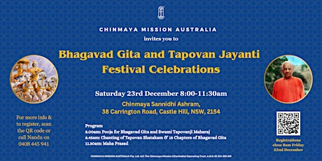 Hauptbild für Bhagavad Gita Jayanti & Tapovan Jayanti - 2023