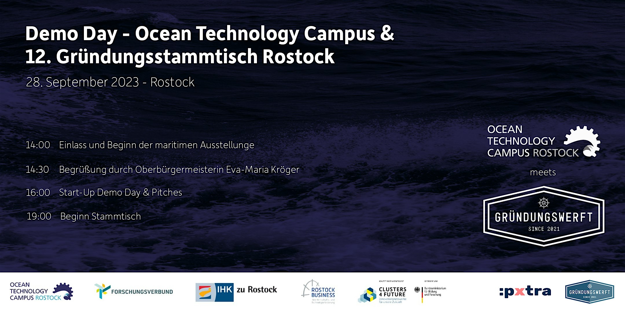Veranstaltungsbild für die Veranstaltung Demo Day - Ocean Technology Campus & 12. Gründungsstammtisch Rostock pxtra