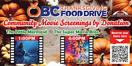 BC Thanksgiving Food Drive Little Mermaid + Super Mario Bros by donation primary image