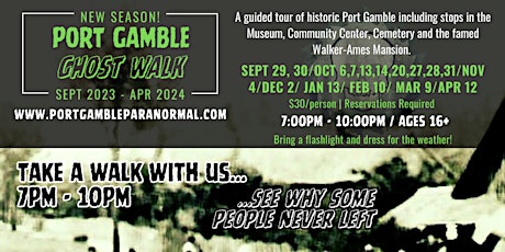 Port Gamble Ghost Walk Tours 2023-2024