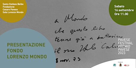 Hauptbild für Pavese Festival 2023 - Il  Fondo Lorenzo Mondo