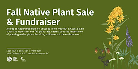 Coast Salish Plant Nursery - Fall Native Plant Sale & Fundraiser primary image