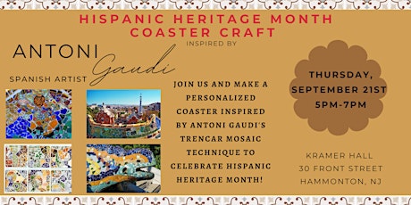 Imagem principal do evento September Third Thursday: Hispanic Heritage Month Coaster Craft
