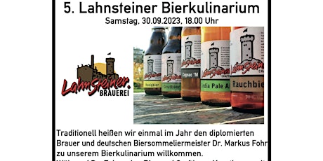 Hauptbild für Lahnsteiner Bierkulinarium - Craft-Biertasting mit Menü, 30.09.23, 18 Uhr