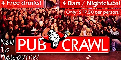 New To Melb Bar Crawl => 4 Free Drinks, 4 Venues, 60+ Party People primary image