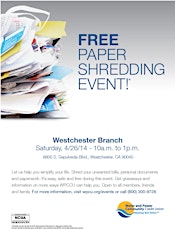 Free Paper Shredding Event at Water and Power Community Credit Union primary image