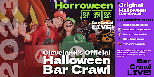 Primaire afbeelding van Official Halloween Bar Crawl Cleveland, OH By Bar Crawl LIVE Eventbrite