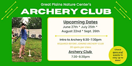 Hauptbild für Intro to Archery @ Great Plains Nature Center