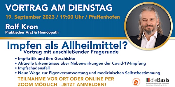 Online Teilnahme - Vortrag mit Rolf Kron: "Impfen als Allheilmittel?"