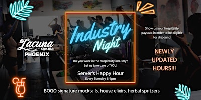 Imagen principal de Industry Night Every Tuesday 6-7pm at Lacuna!