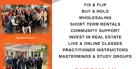 Wholesaling, Fix & Flip, Online and Live Classes, Community Support!