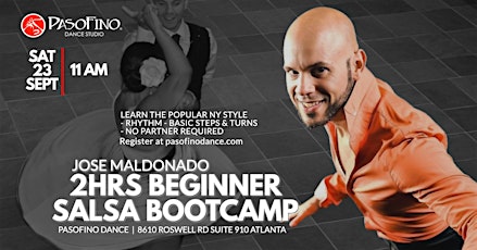 Image principale de LEARN TO SALSA IN 1 DAY WITH SALSA CHAMP JOSE MALDONADO- SAT SEPT 23RD!