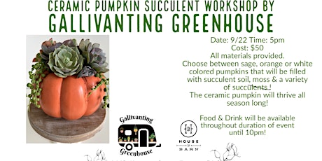 Imagen principal de Pumpkin Succulents- with Gallivanting Greenhouse!