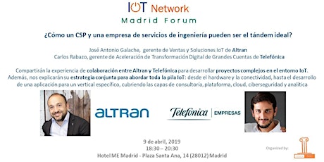 Imagen principal de IoT Madrid Forum Network / Afterwork con Altran y Telefónica (09/04/19)