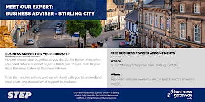 Image principale de Meet Our Expert: Business Adviser (Stirling City Centre)