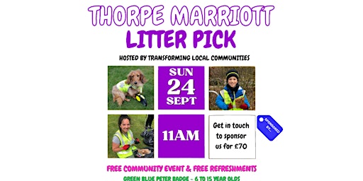 Thorpe Marriott Litter Pick - Sunday 24th September @ 11am primary image