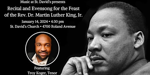 Imagen principal de Recital & Evensong for the Feast of the Rev. Dr. Martin Luther King, Jr.