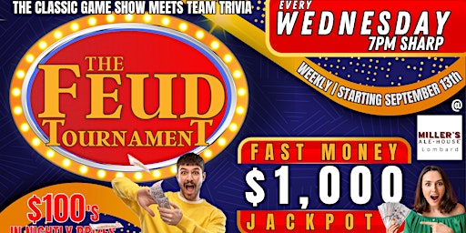 $1000 Family Feud Tournament @ Millers Ale House Lombard primary image