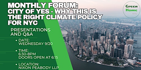 Monthly Forum: City of Yes - Why this is the Right Climate Policy for NYC primary image