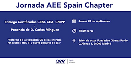 Imagen principal de Jornada AEE Spain Chapter - Entrega Certificados CEM, CEA, CMVP