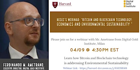 HESEC Webinar: Bitcoin and Blockchain Technology in Sustainability primary image