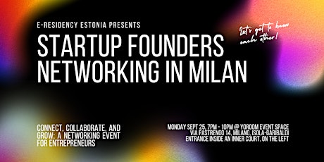 Image principale de Startup founders networking event in Milan