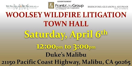 April 6th--Malibu--Woolsey Wildfire Litigation Town Hall primary image