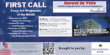 Imagen principal de First Call: WVCC Monthly Member Meeting - SW Region-October